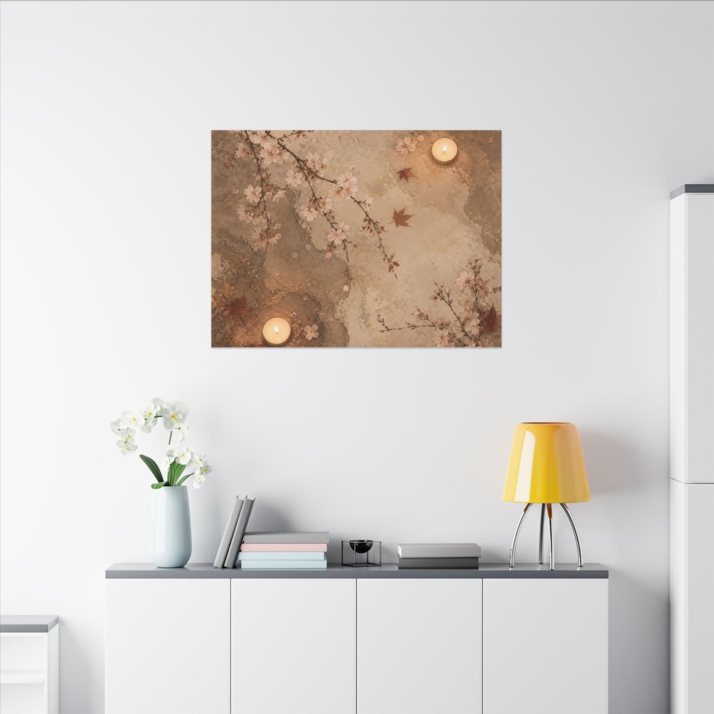 Cherry Blossom Canvas Art | Autumn Japandi Japanese Pattern Art