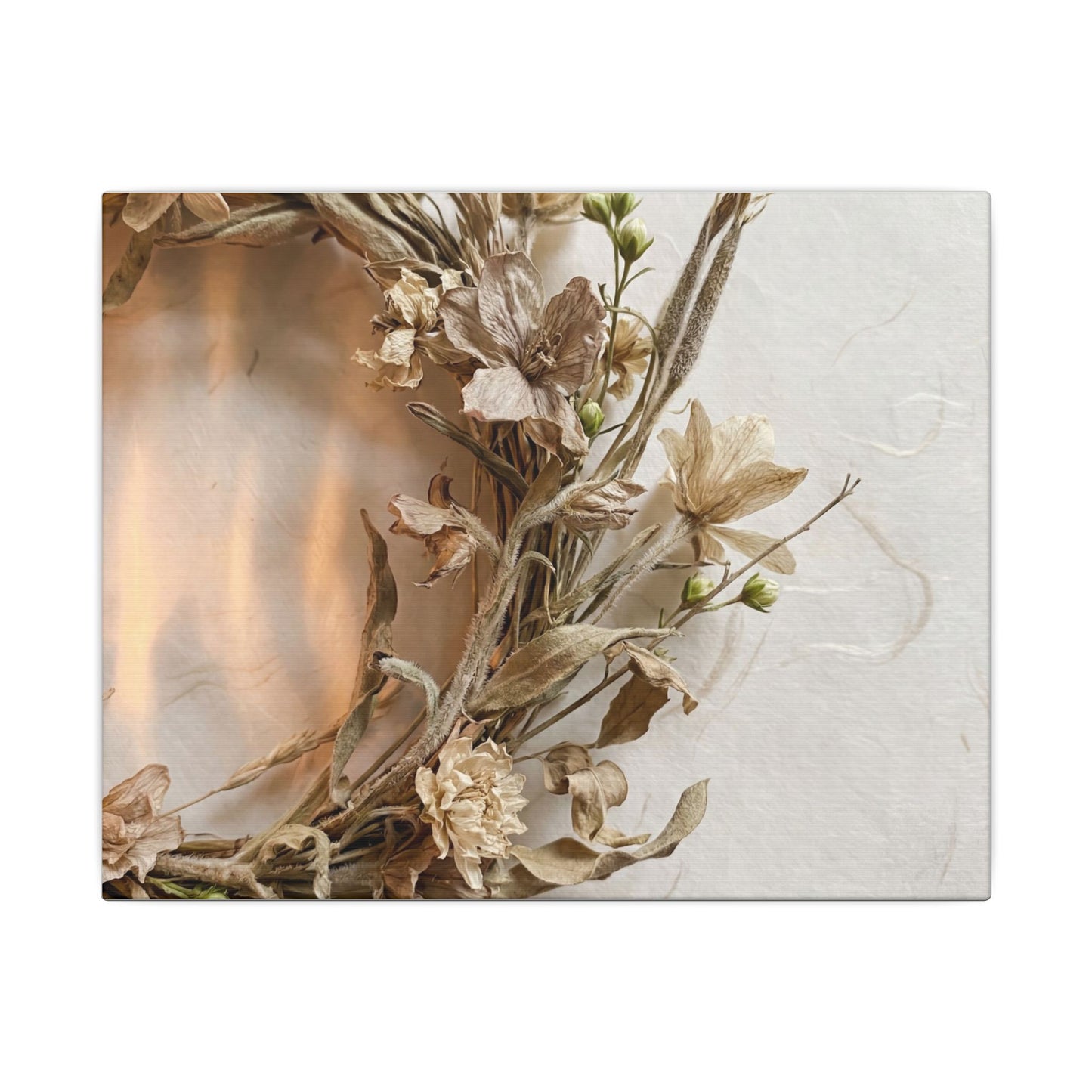 Dried Flowers Japanese Pattern Canvas Art | Neutral Japandi Art