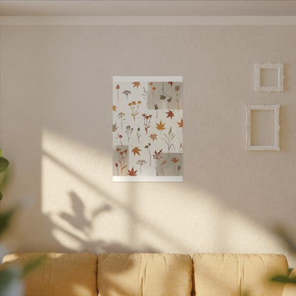 Autumn Dried Flowers Japanese Pattern Canvas Art | Elegant Decor