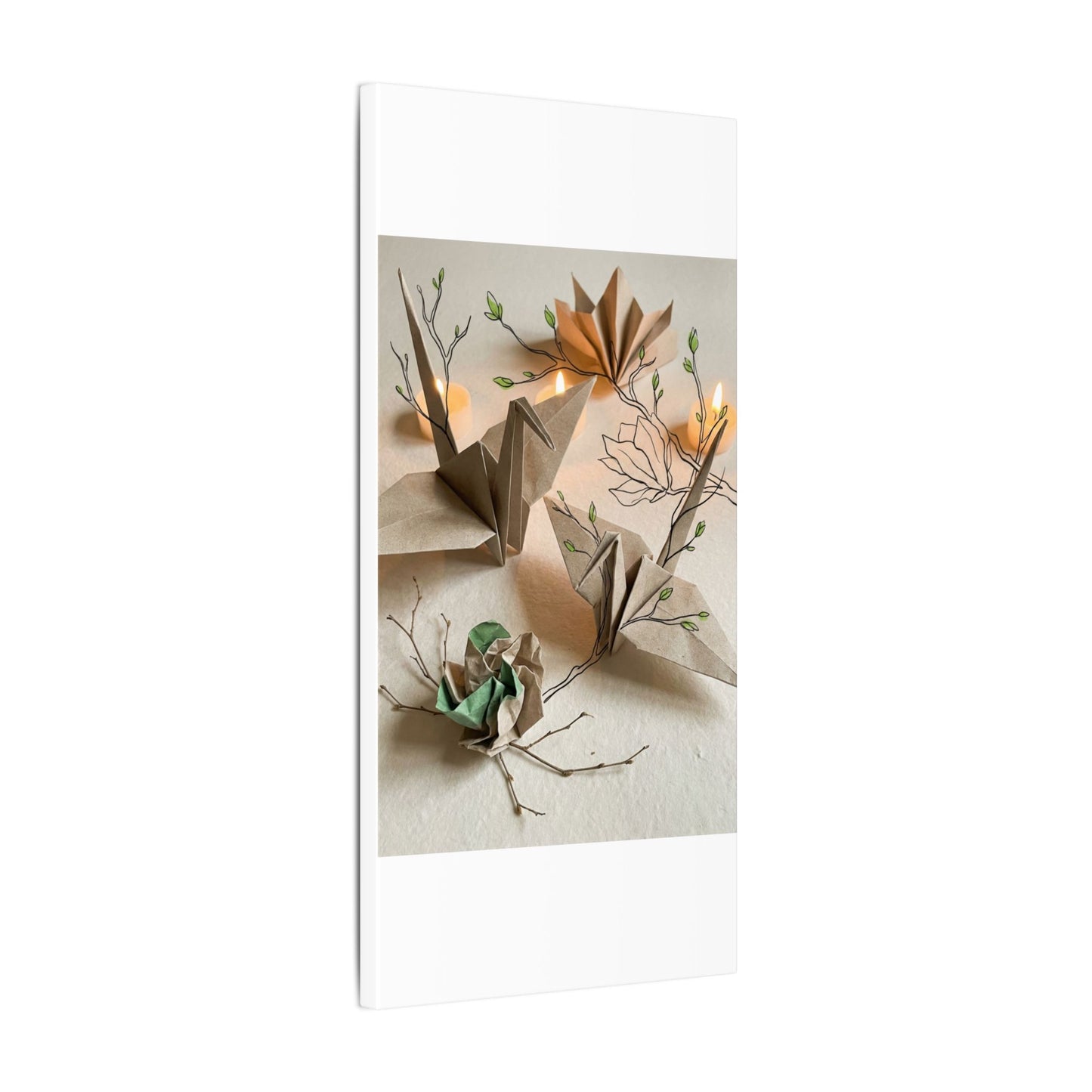Paper Fold Spring Canvas Art | Japandi Earthy Design