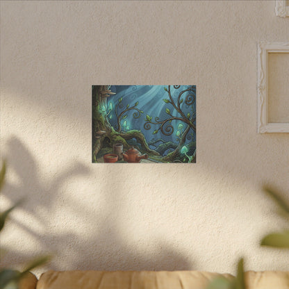 Spring Tea Ceremony Forest Whimsy Canvas Art | Cozy Decor
