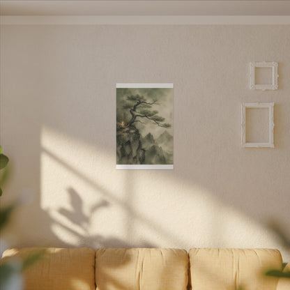 Candlelight Pine Tree Canvas Art - Japandi Kanso