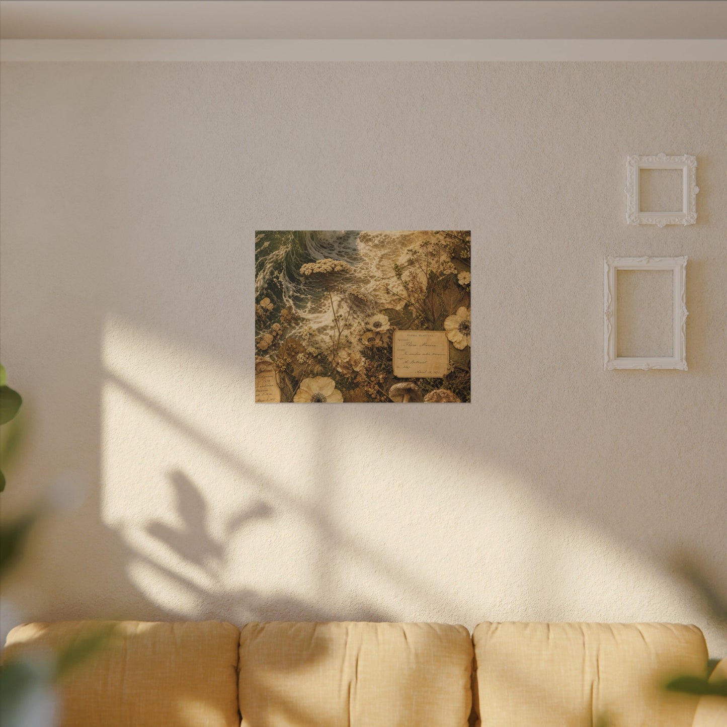 Spring Ocean Wave Herbarium Canvas Art | Nostalgic Decor