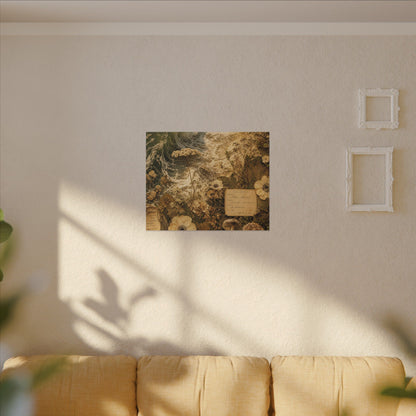 Spring Ocean Wave Herbarium Canvas Art | Nostalgic Decor