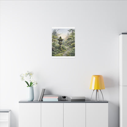 Neutral Stone Lantern Canvas Art - Watercolor Japandi