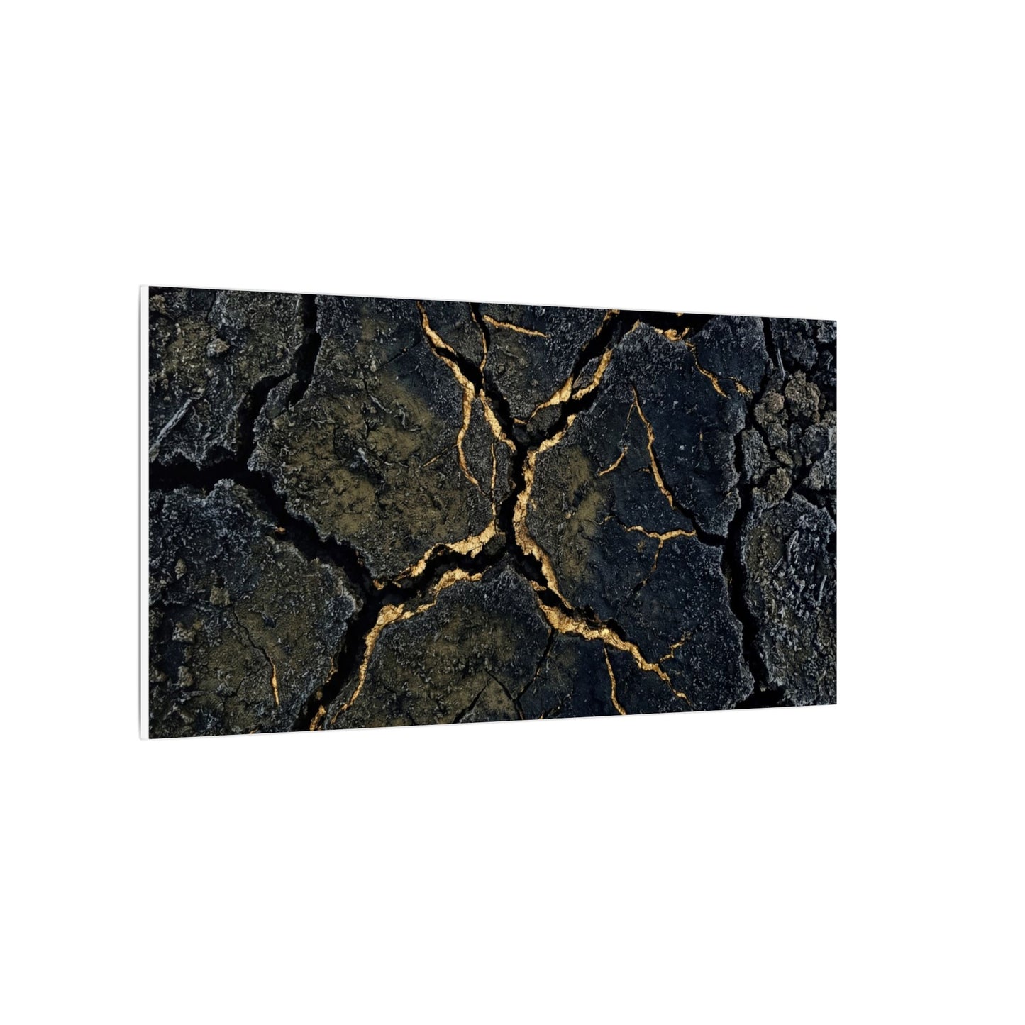 Overcast Cracked Earth Canvas Art - Dark Japandi Ma