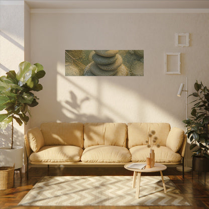 River Stones Watercolor Canvas Art | Elegant Japandi Art