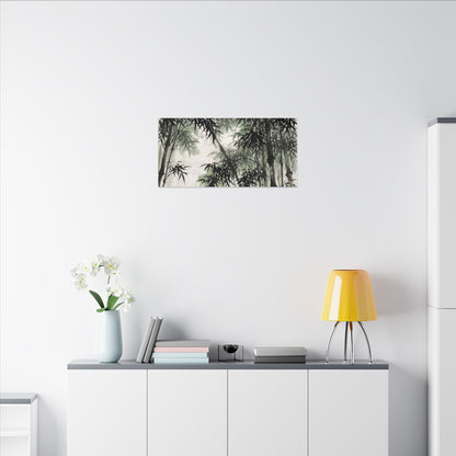 Zen Bamboo Grove in Overcast | Sumi E Canvas Art