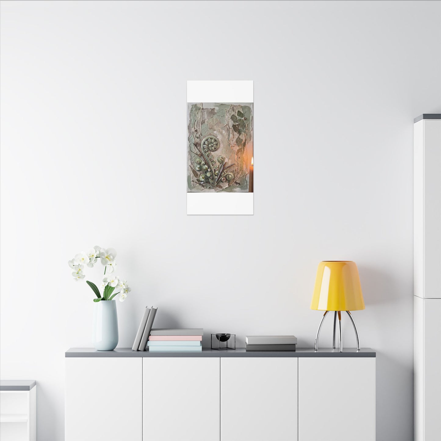 Datsuzoku Fern Unfurling Canvas Art - Japandi Texture