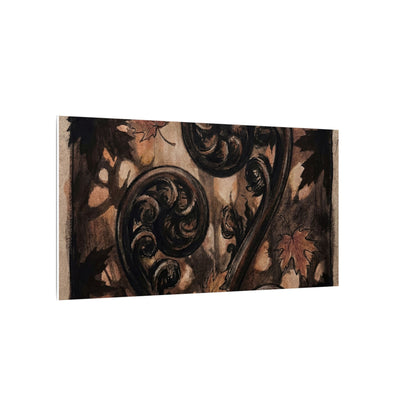 Mono No Aware Fern Unfurling Canvas Art - Dark Japandi Charcoal Ink