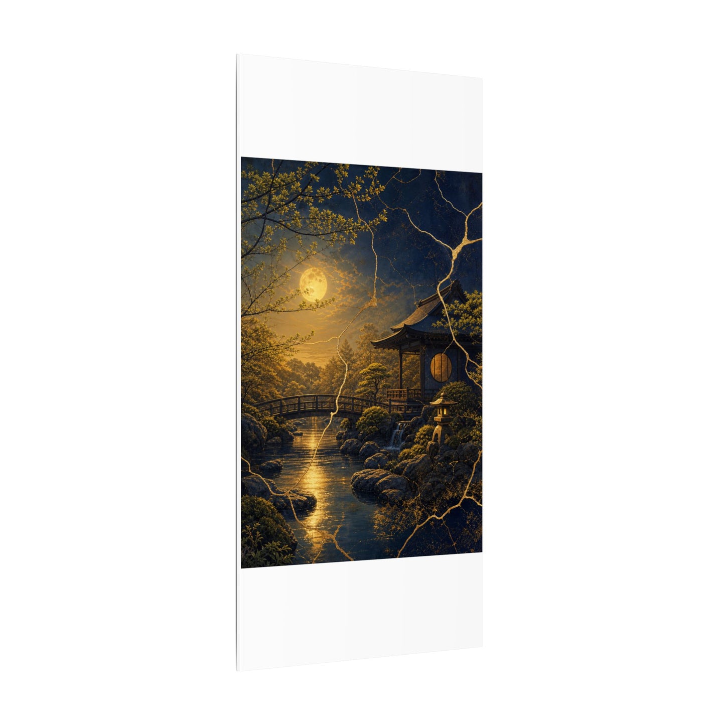 Spring Moonlit Garden Gold Vein Canvas Art | Resilient Decor