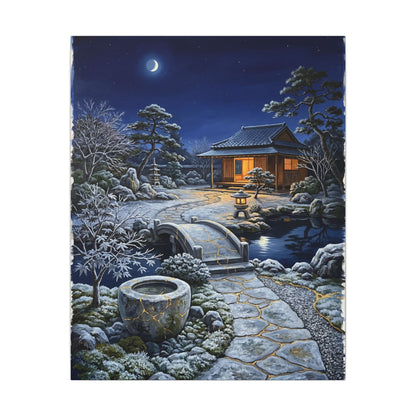 Moonlit Garden Winter Canvas Art | Kintsugi Artful Design