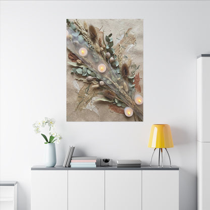 Candlelight Dried Flowers Canvas Art - Japandi Kanso