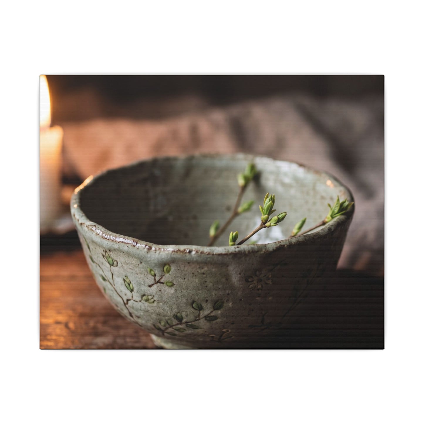 Ceramic Bowl Spring Canvas Art | Japandi Neutral Design