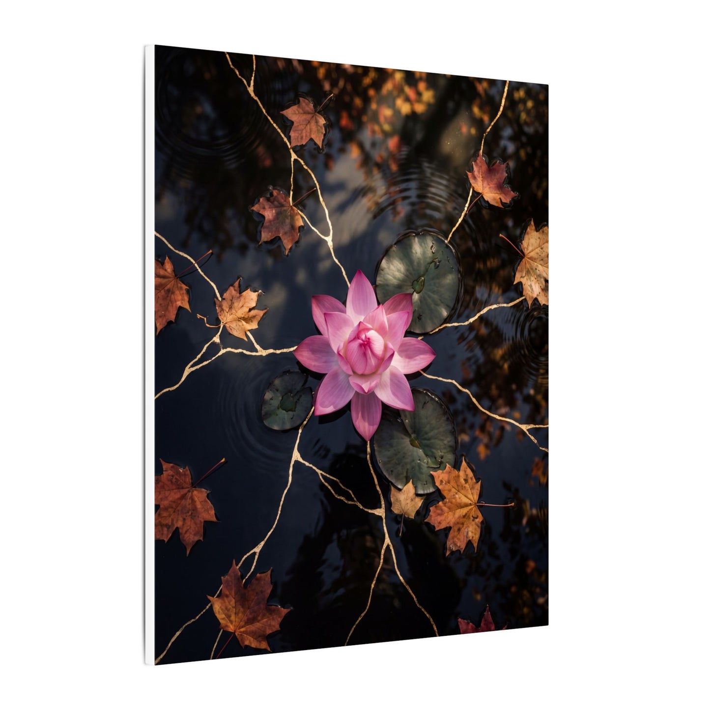 Ma Lotus Flower Canvas Art - Kintsugi Gold Vein