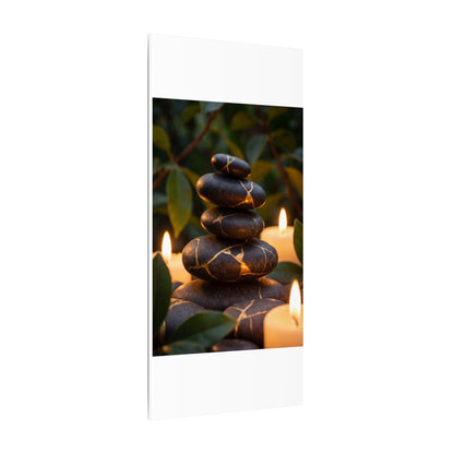 Summer River Stones Gold Vein Canvas Art | Philosophical Decor