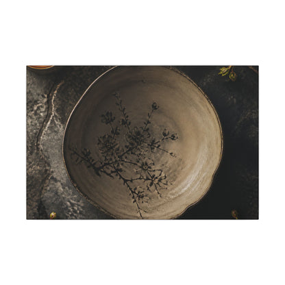 Ceramic Bowl Spring Canvas Art | Japandi Earthy Design