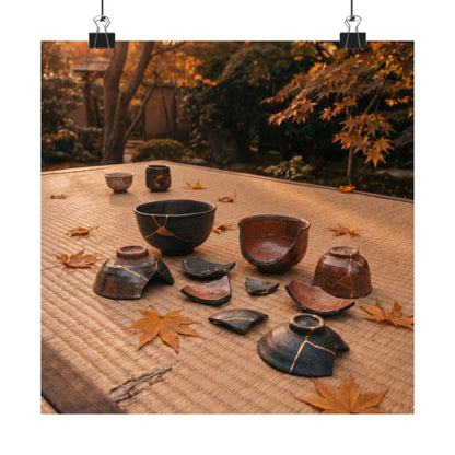 Kintsugi Tea Ceremony in Golden Hour | Broken Beauty Wall Art Print Art Print