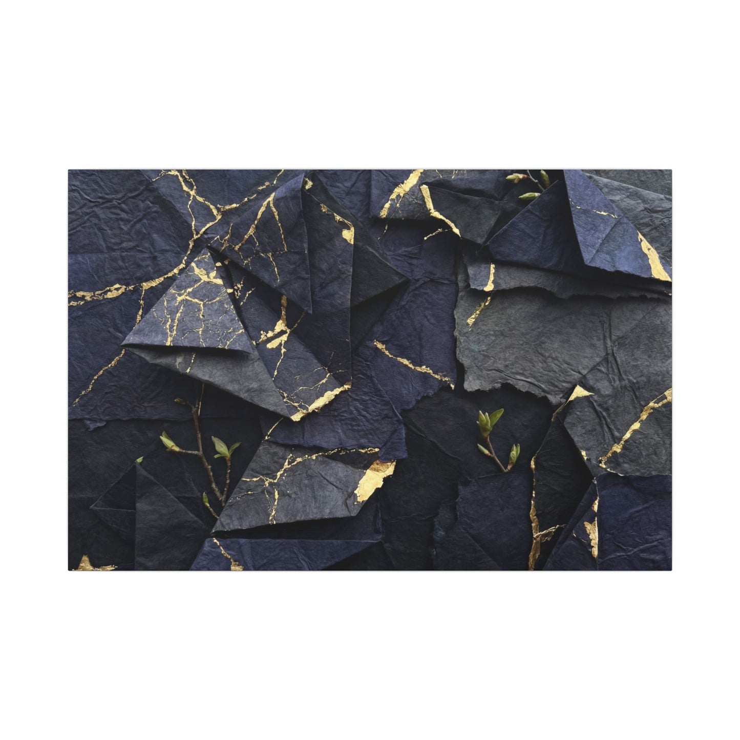 Beautiful Paper Fold Canvas Art - Crackle Gold Kintsugi