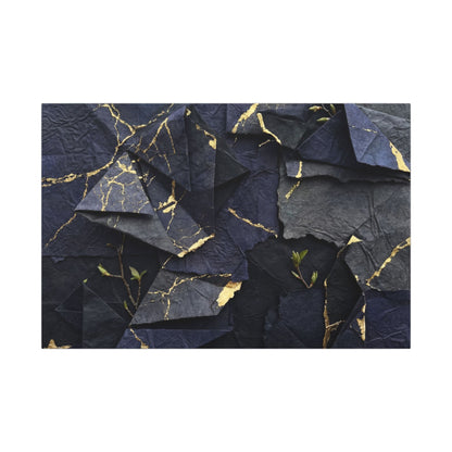 Beautiful Paper Fold Canvas Art - Crackle Gold Kintsugi