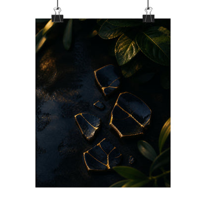 Broken Pottery Wall Art Print | Summer Dark Japandi Moody Minimal Art