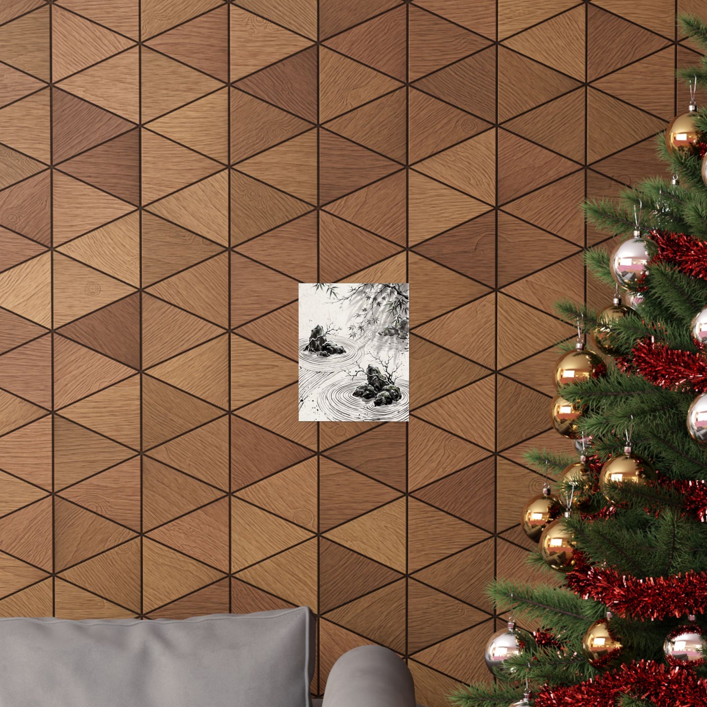 Winter Rock Garden Sumi E Wall Art Print | Serene Decor