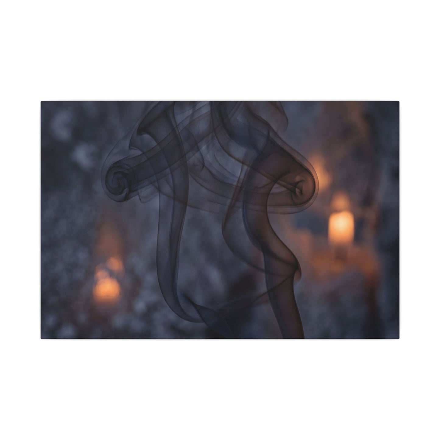 Incense Smoke Winter Canvas Art | Dark Japandi Sophisticated Design