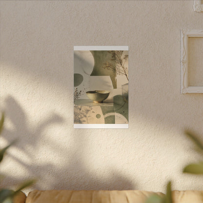 Warm Ceramic Bowl Canvas Art - Minimal Line Japandi