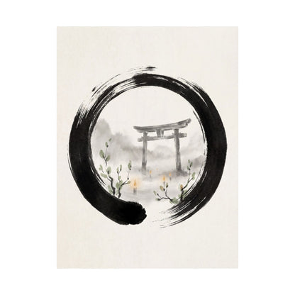 Spring Torii Gate Enso Wall Art Print | Calm Decor