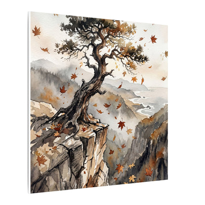 Autumn Pine Tree Watercolor Canvas Art | Warm Decor