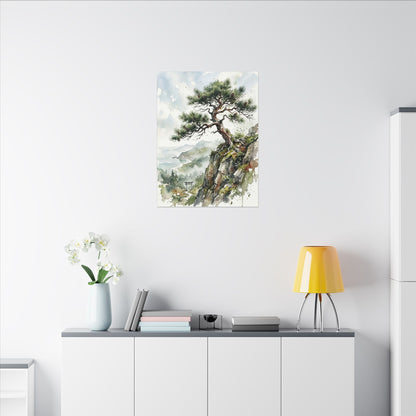 Pine Tree Spring Canvas Art | Japandi Neutral Design