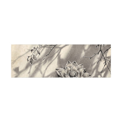 Winter Lotus Flower Sumi E Canvas Art | Contemplative Decor