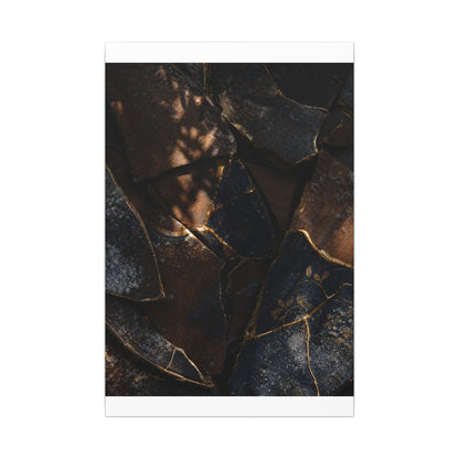 Fukinsei Broken Pottery Canvas Art - Dark Japandi Dark Texture