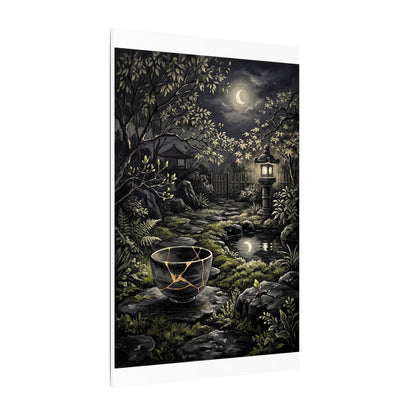 Kintsugi Moonlit Garden in Dappled | Gold Repair Canvas Art