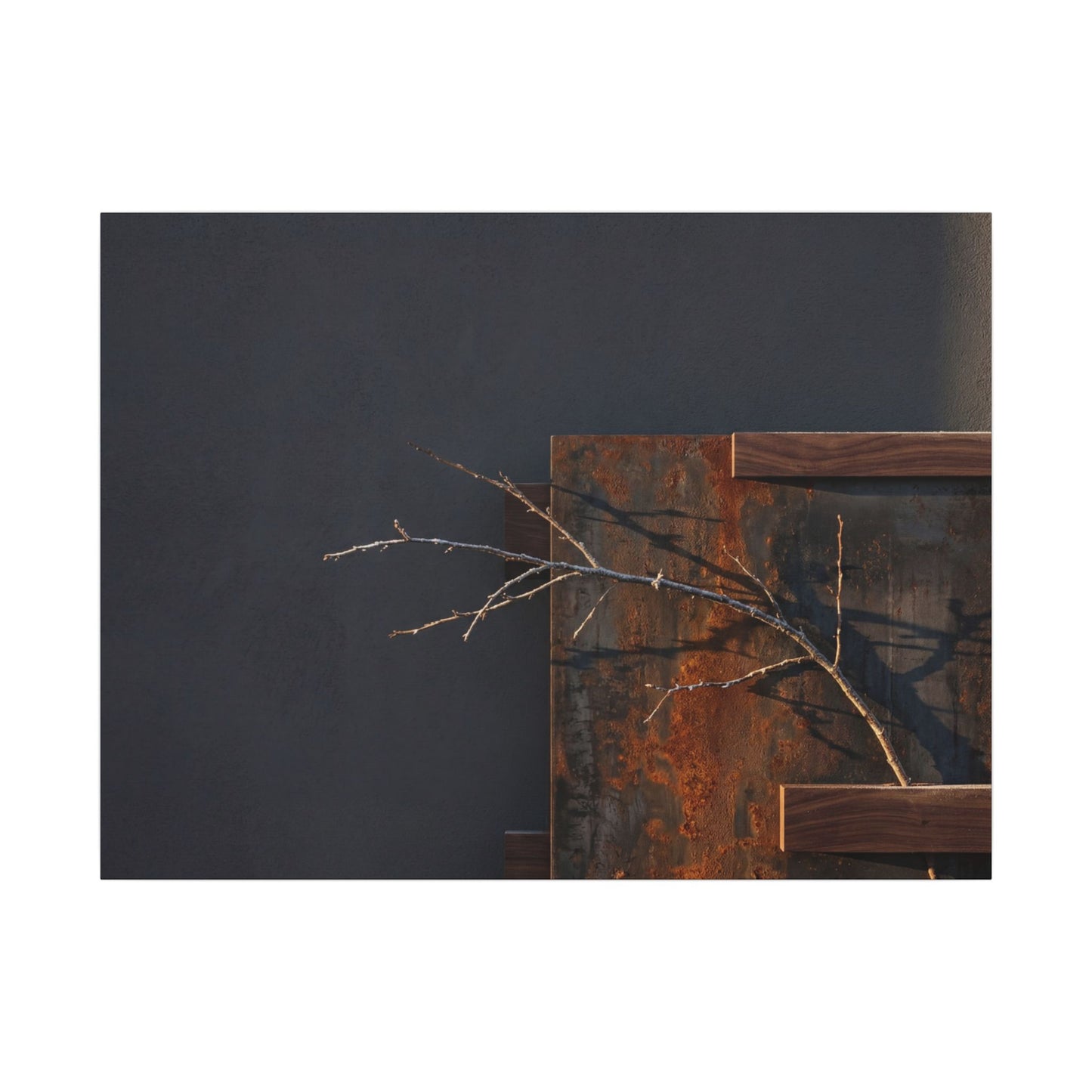 Ma Rust Patina Canvas Art - Dark Japandi Dark Texture Art Print