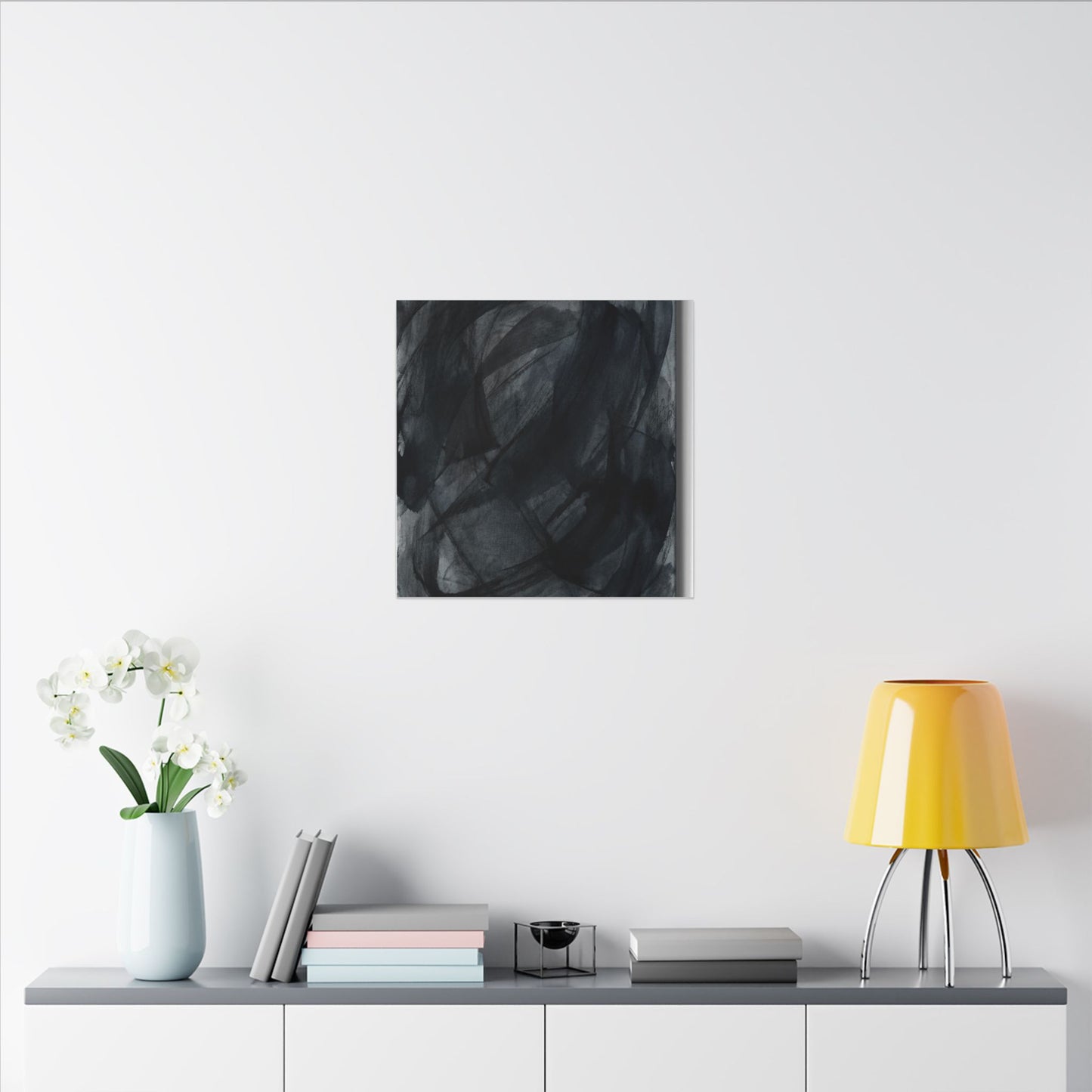 Deep Tones Dark Japandi Charcoal Canvas Art