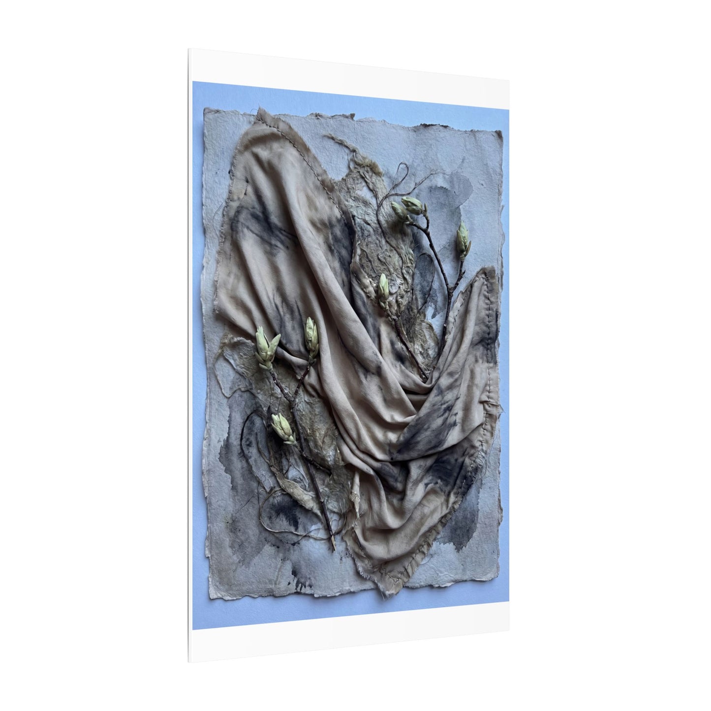 Japandi Silk Drape in Moonlight | Texture Canvas Art