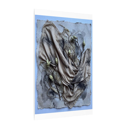 Japandi Silk Drape in Moonlight | Texture Canvas Art