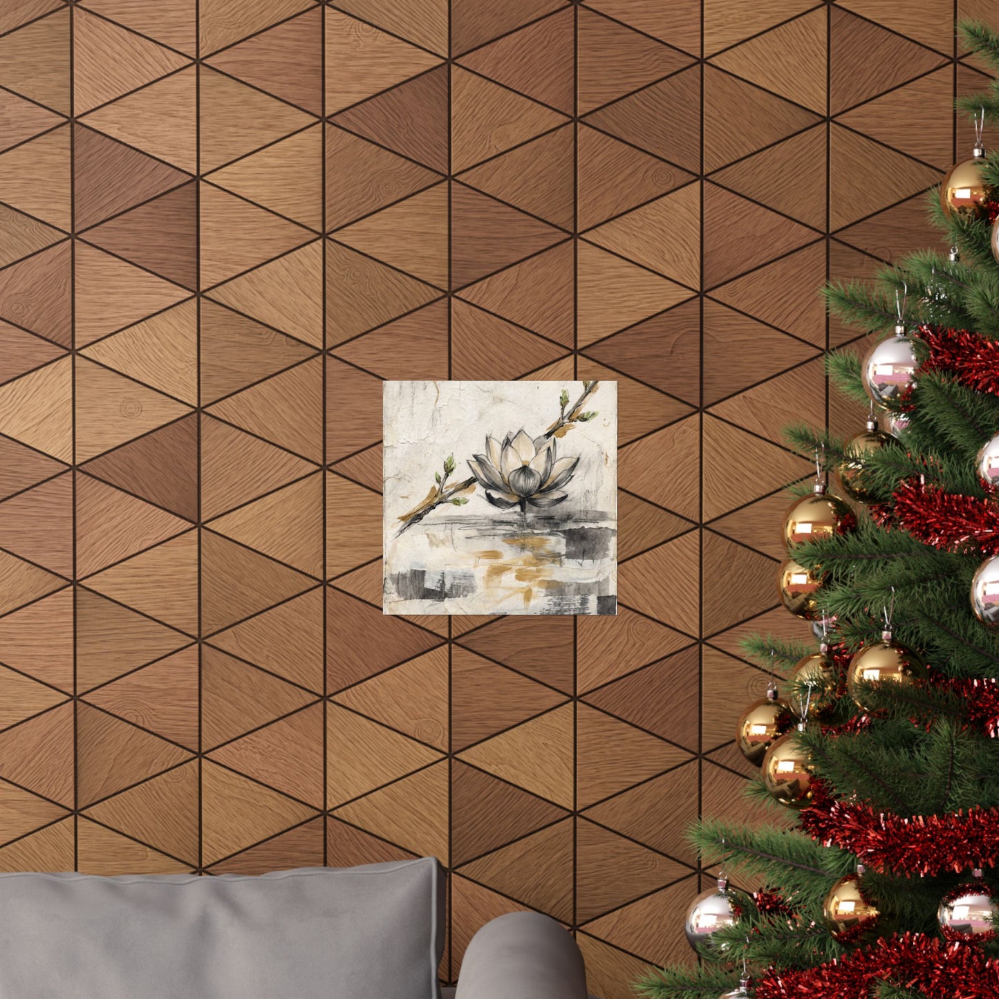 Seijaku Lotus Flower Wall Art Print - Japandi Texture