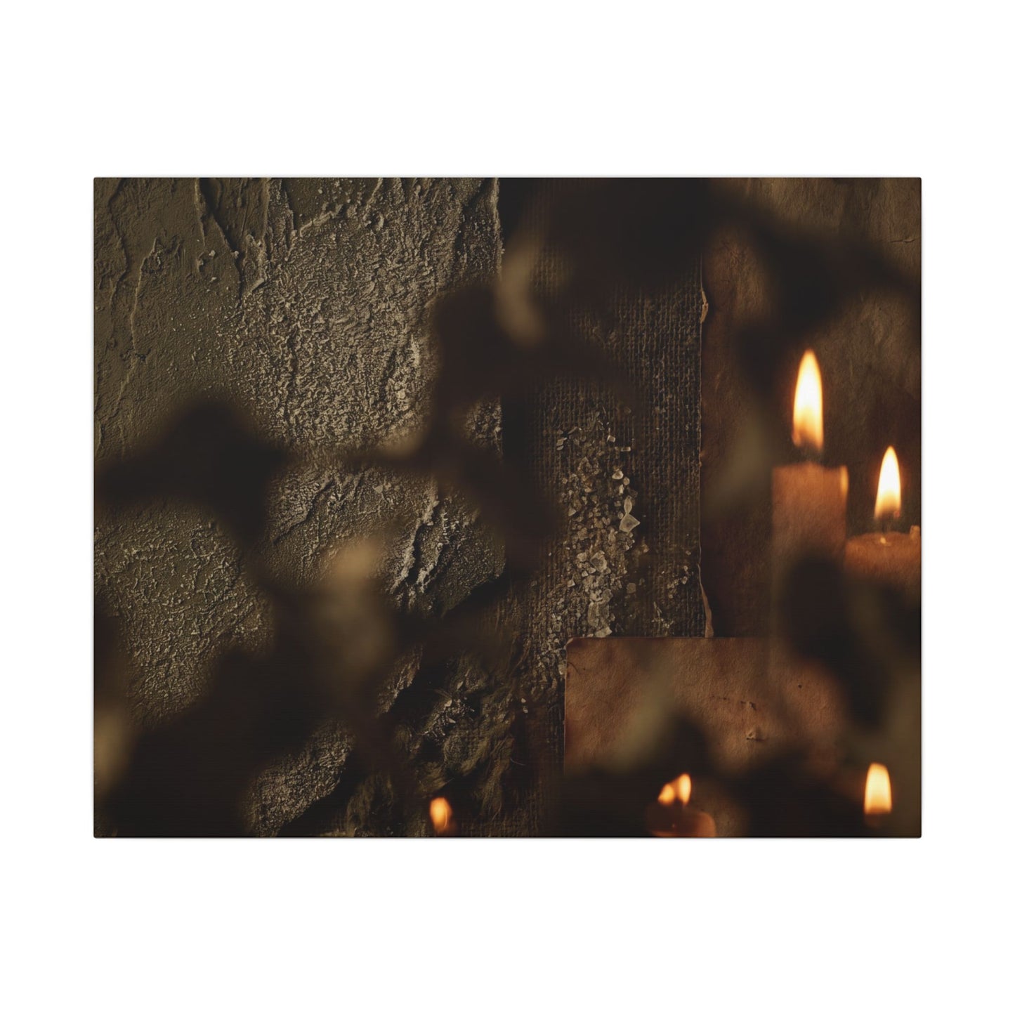 Shadow Play Dark Texture Canvas Art | Moody Dark Japandi Art