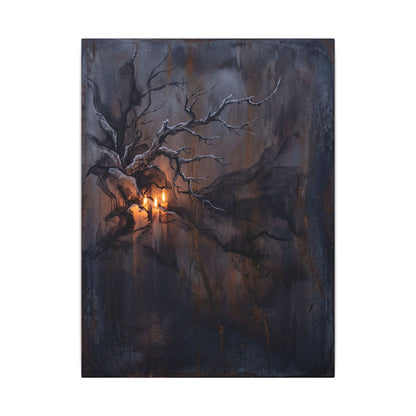 Winter Rust Patina Charcoal Ink Canvas Art | Atmospheric Decor