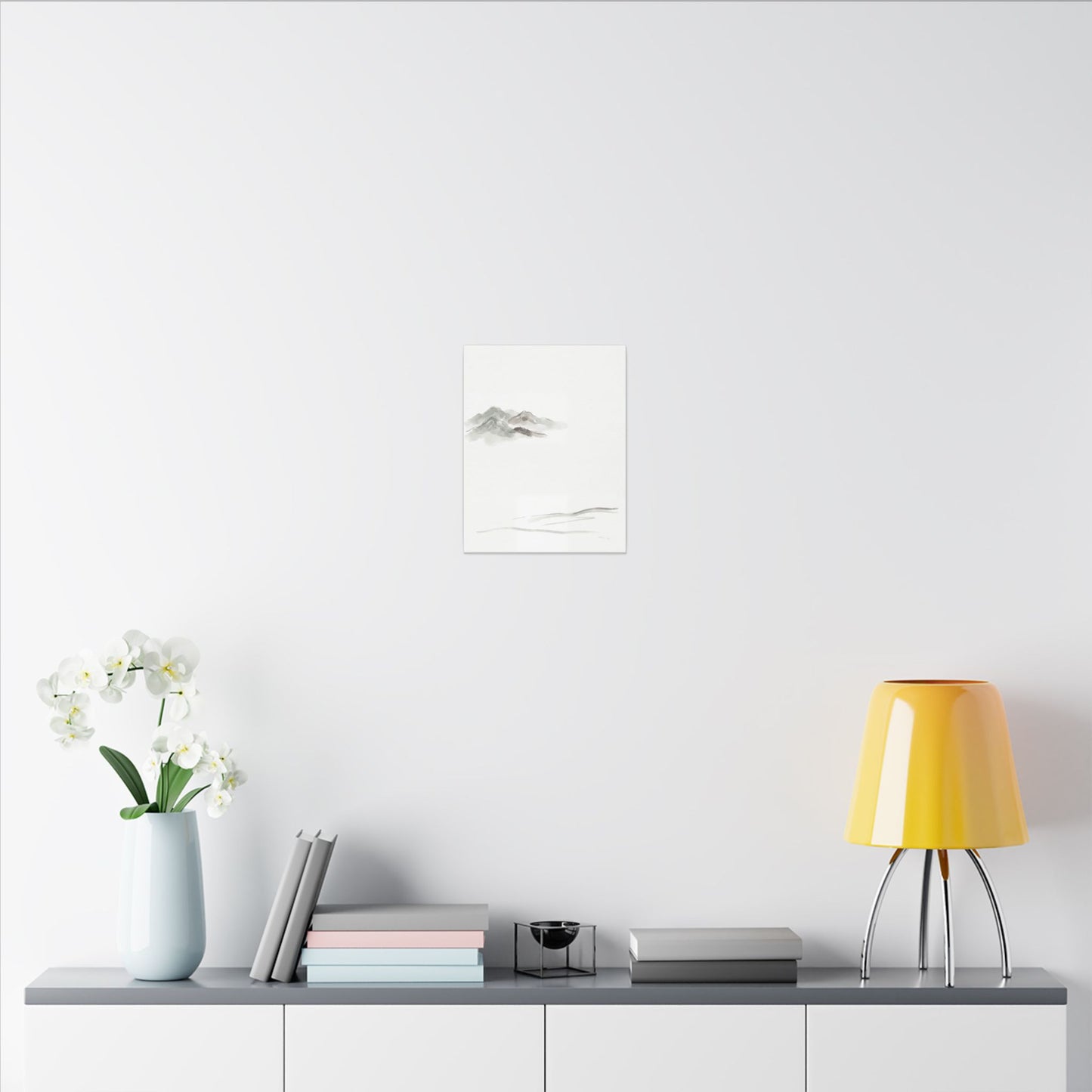 Winter Mountain Mist Minimal Line Canvas Art | Elegant Decor