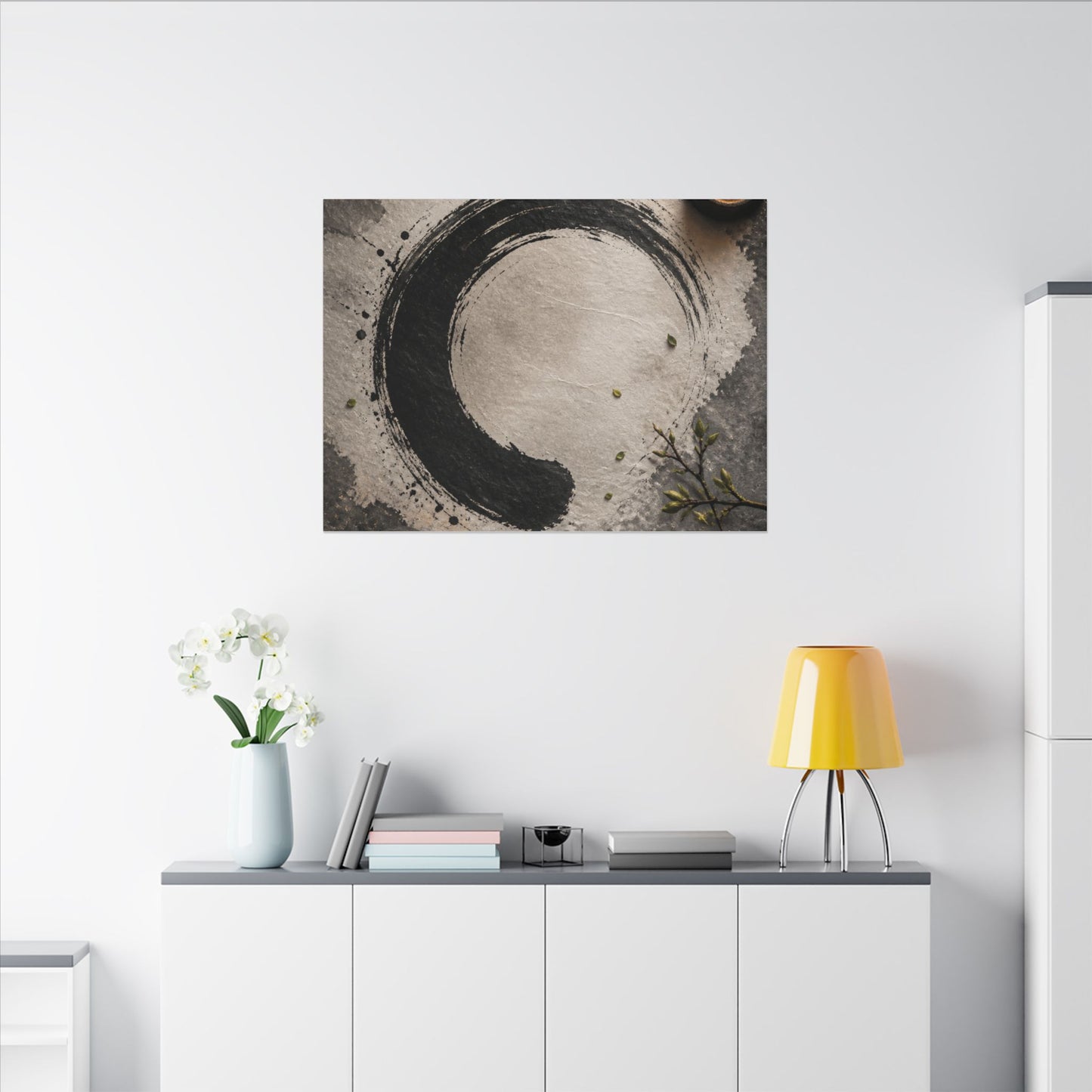 Candlelight Ink Brushstroke Canvas Art - Zen Ma