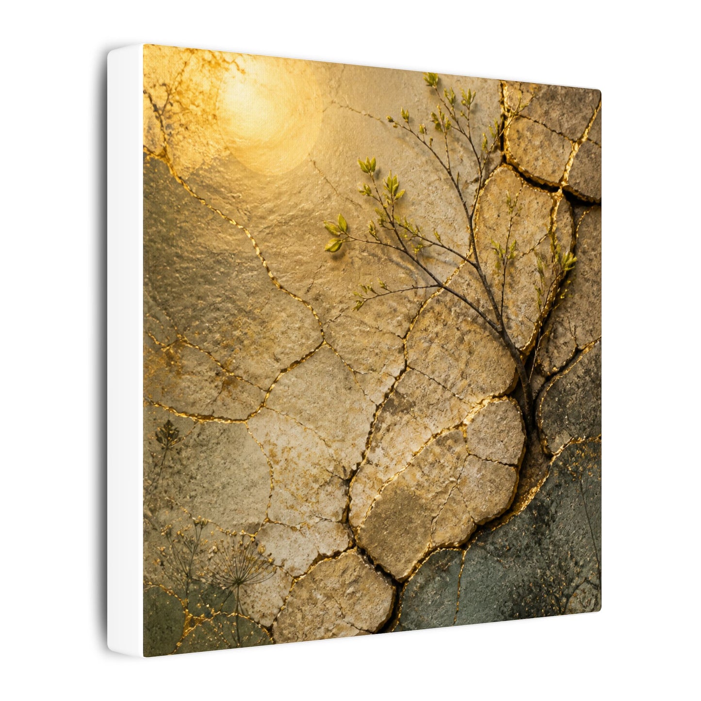 Cracked Earth Spring Canvas Art | Japandi Warm Design