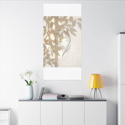 Warm Shoji Screen Canvas Art - Minimal Line Japandi