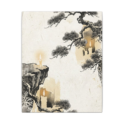 Japandi Pine Tree in Candlelight | Japanese Pattern Canvas Art