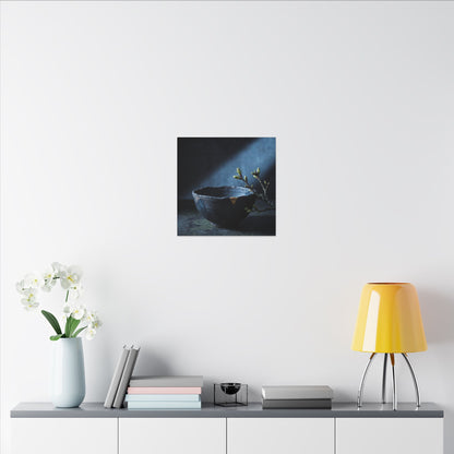 Ceramic Bowl Shadow Zen Canvas Art | Sophisticated Dark Japandi Art