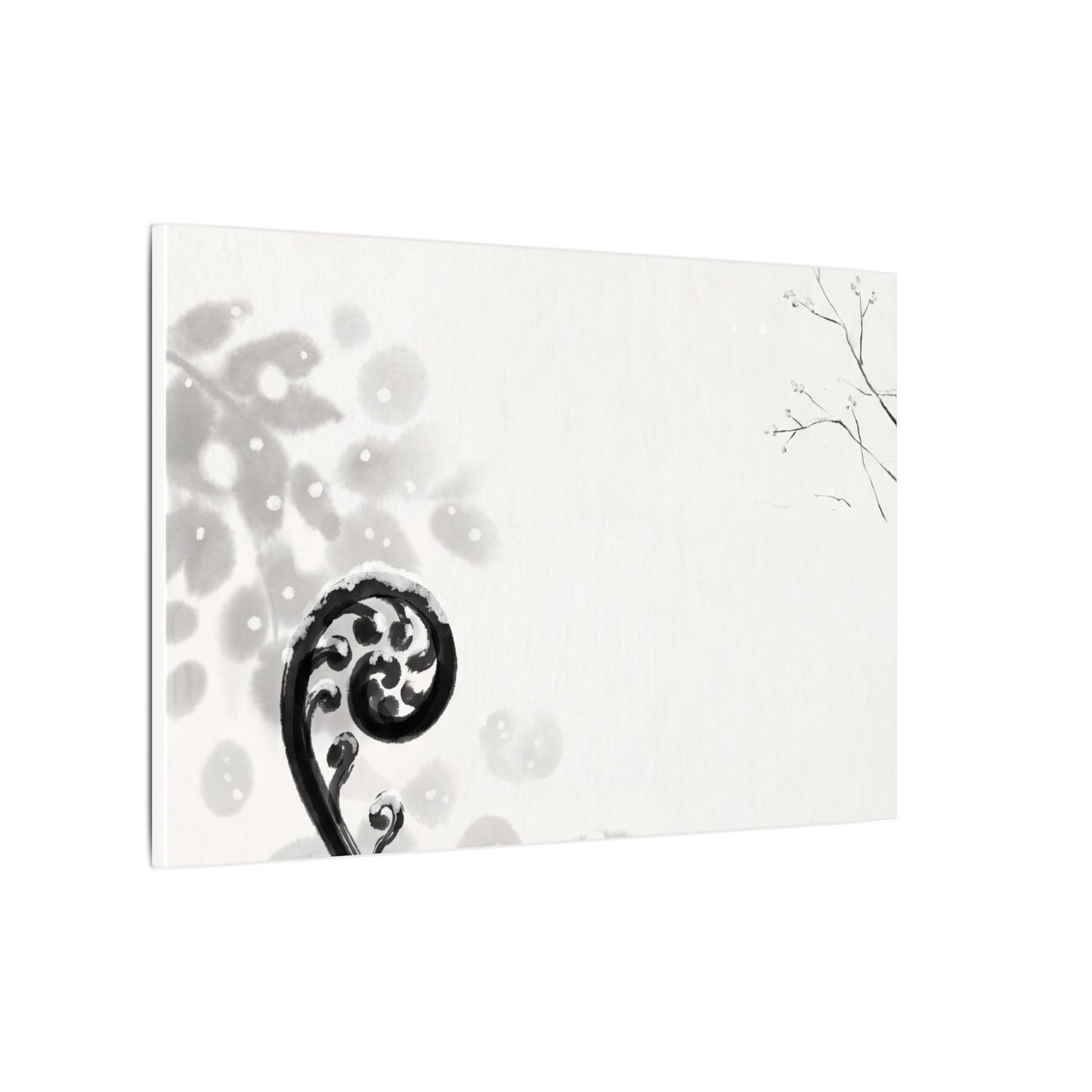 Winter Fern Unfurling Ukiyo E Inspired Canvas Art | Peaceful Decor