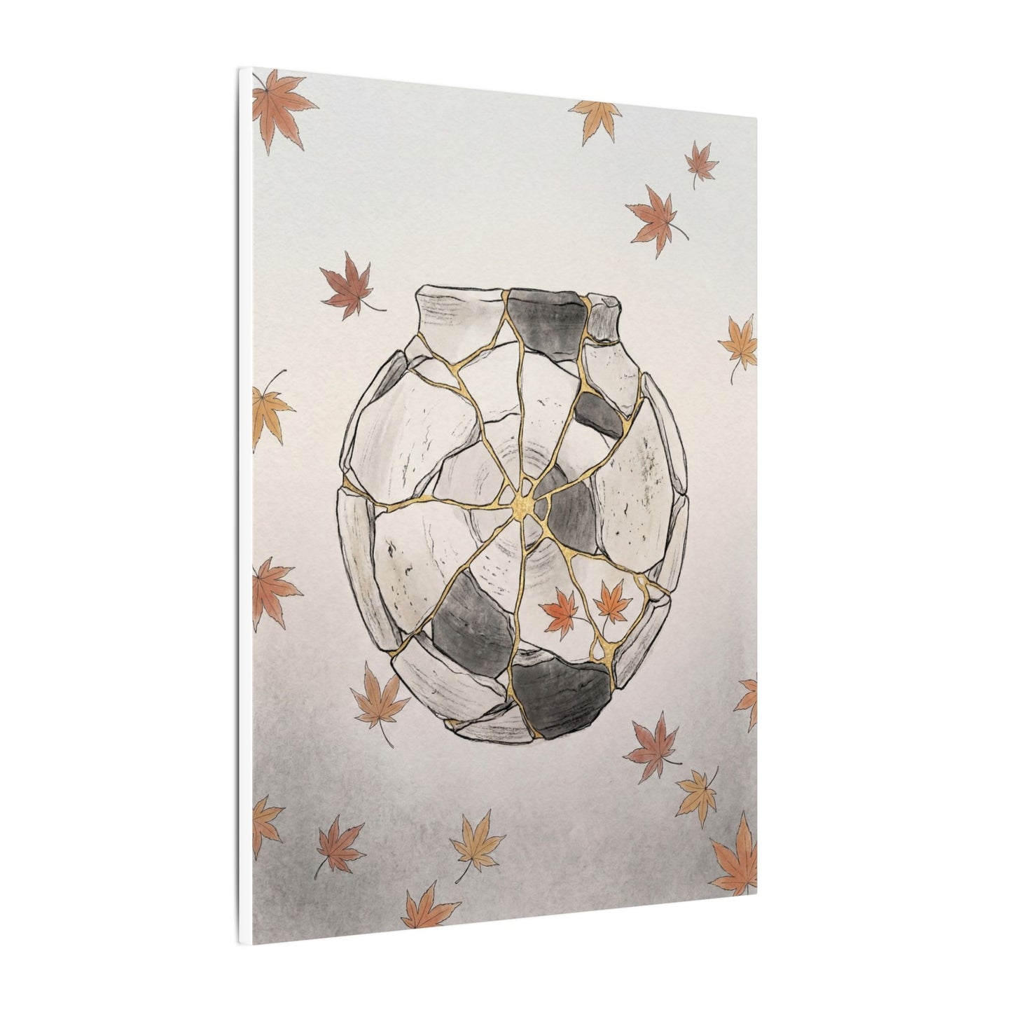 Japandi Broken Pottery in Dawn | Minimal Line Canvas Art