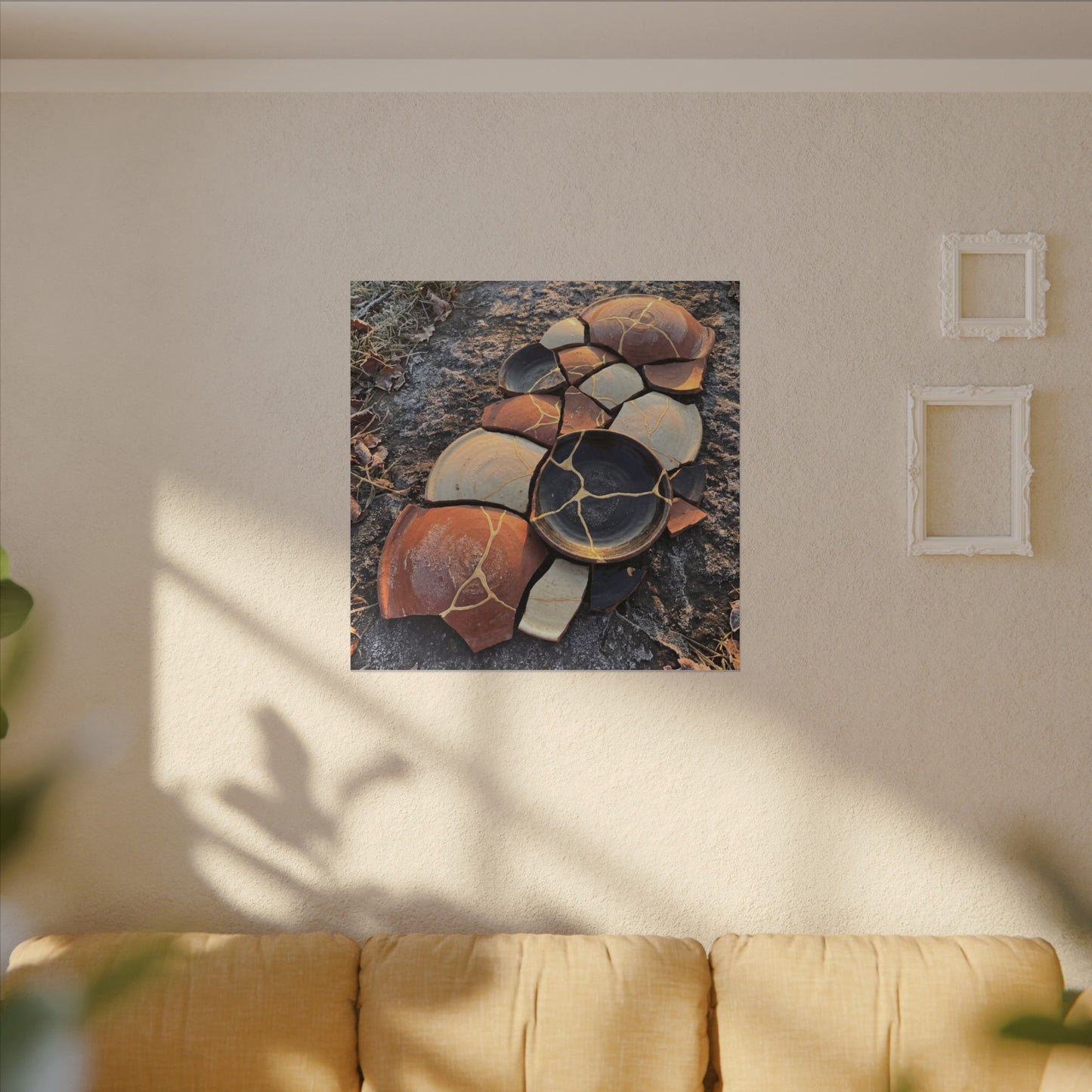 Winter Broken Pottery Gold Vein Canvas Art | Beautiful Decor